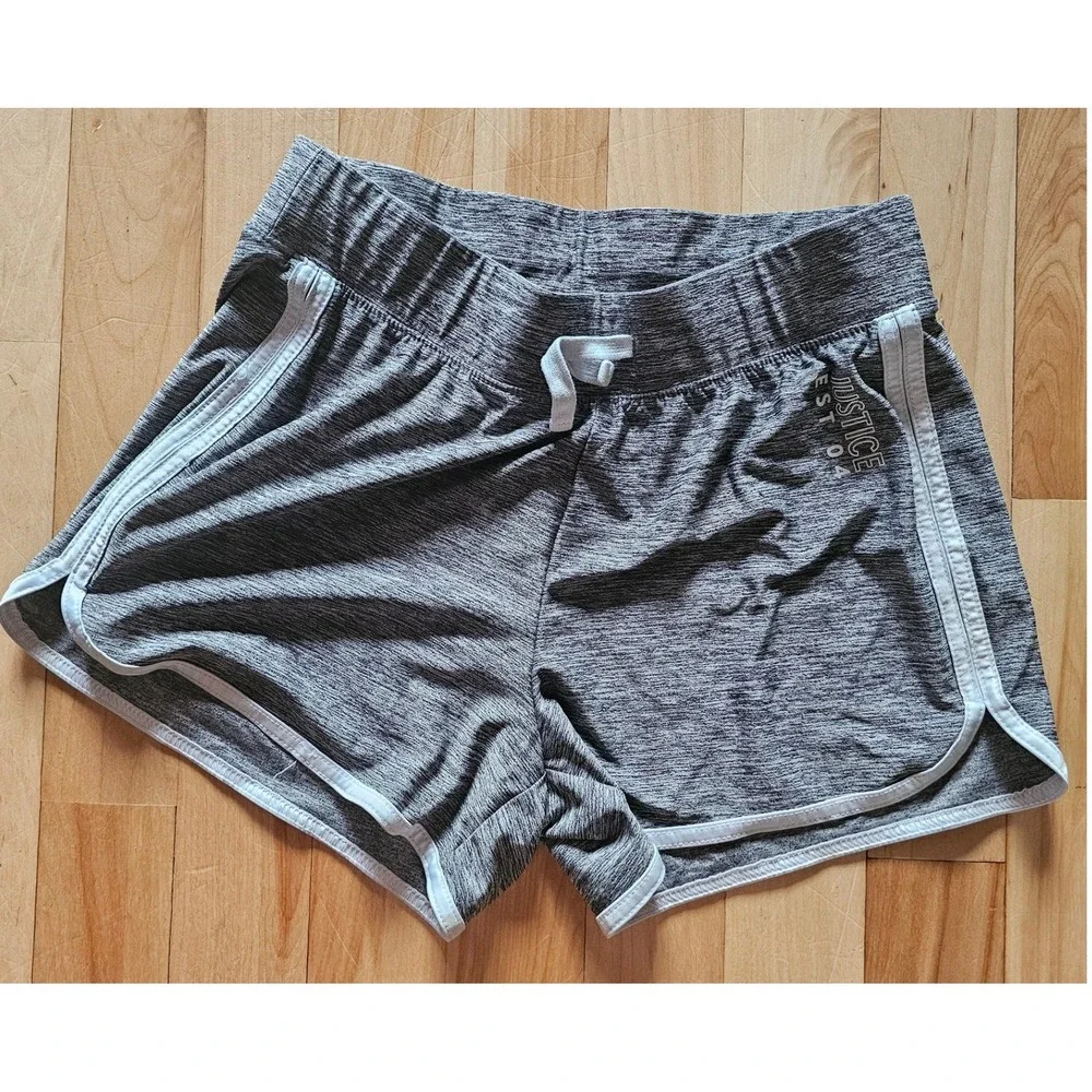 Justice Girls Gray Heather Space Dye Dolphin Active Shorts Size L 12/14 6071798